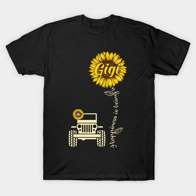 Jeep Sunflower Jeep Gigi Happiness is being a Gigi Jeep Women T-Shirt by Jane Sky